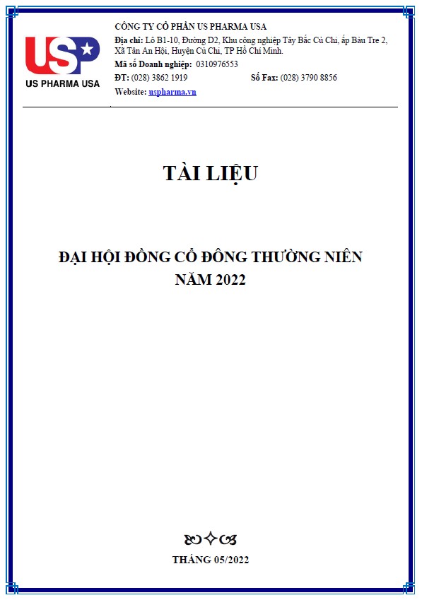 TÀI LIỆU ĐẠI HỘI CỔ ĐÔNG THƯỜNG NIÊN NĂM 2022